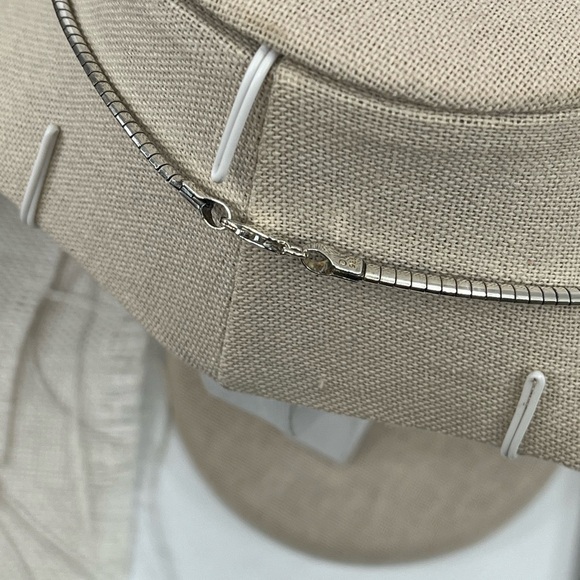 Vintage Sterling Silver CI 925 Channeled CZ Omega Collar Necklace – 16” - Picture 11 of 17